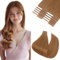 Silk-co Doppelt genähte Tape Extensions Echthaar 20stk, Tape in Extensions Echthaar 50g, Invisible Echthaar Extensions Tape, Haarverlängerung Echthaar #06 Hellbraun 50cm