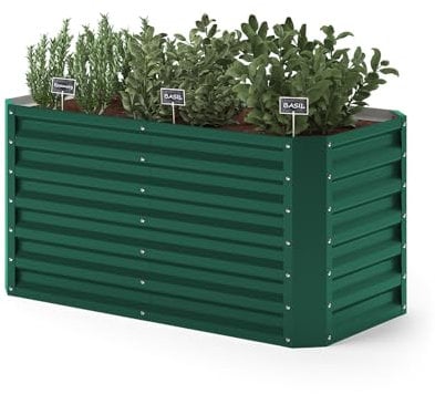 ok-Living Hochbeet Kräuterbeet Gemüsebeet rechteckig 120x60x60cm (LxBxH) grün Pflanzkasten Frühbeet Aufzucht Beet Garten