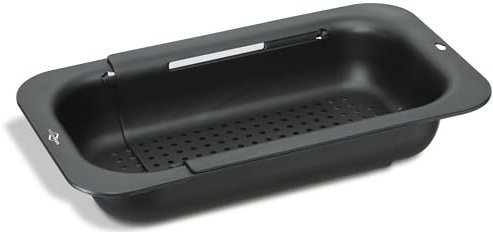 KÜCHENPROFI Spülbeckensieb ausziehbar, universelles Abtropfsieb für alle Spülen, zum Abgießen, Abwaschen, Hitzebeständig bis 100°C, robuster Kunststoff, Schwarz