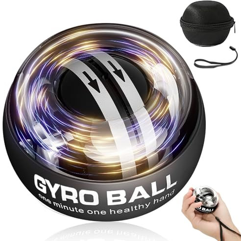 BeSokar Gyroball, Handgelenktrainer-Ball, Auto-Start, 5-stufiger Widerstands-/Lichtsteuerung, Gyroskopischer Unterarm-Trainer, zur Stärkung von Armen, Fingern, Handgelenk (Metallgehäuse)