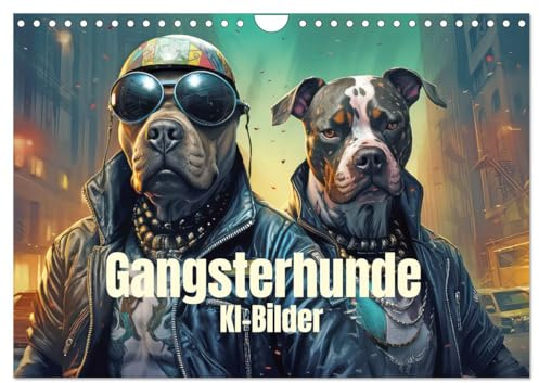 Gangsterhunde - KI-Bilder (Wandkalender 2026 DIN A4 quer), CALVENDO Monatskalender: Tierische Gangsterbande humorvoll inszeniert (CALVENDO Spass)