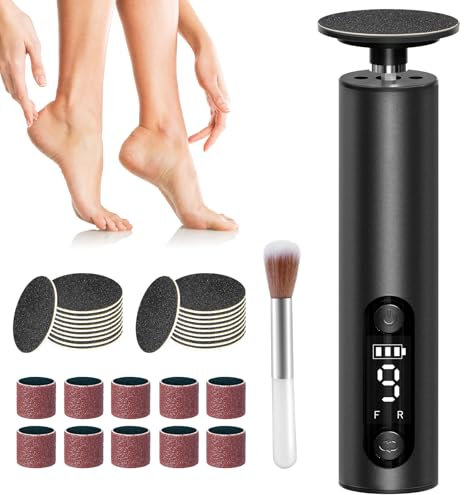 Lima Electrica Pies Durezas – Pedicura Profesional Para Pies 2 en 1 con Pantalla LCD y 9 Velocidades, Removedor de Callos Recargable para Piel Muerta, Seca y Agrietada