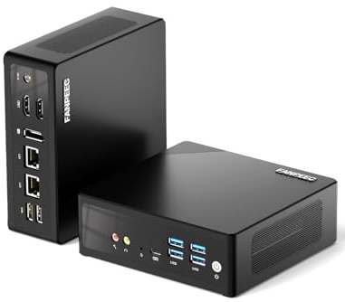 FANPEEC Mini Computadora N150 16 GB RAM DDR5 512 GB NVME SSD, WiFi5 BT4.2, Micro PC con Pantalla 4K (2xHD + 1xDP), 6×USB, 2×RJ45 LAN, Inicio Automático, Mini PC Win 11 Pro/Linux/Ubuntu