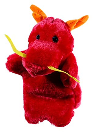 IMIKEYA Handpuppe Drachen Form Plüsch Geschichtenerzählpuppe Rollenspielzubehör Rot Babyzubehör Geschichtenpuppen