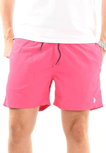 U.S. POLO ASSN. Herren Bade Short (S-3XL) Schwimmshort Kurze Hose Pants P005 - Fuchsia-Hellblau Größe L - Gr.L