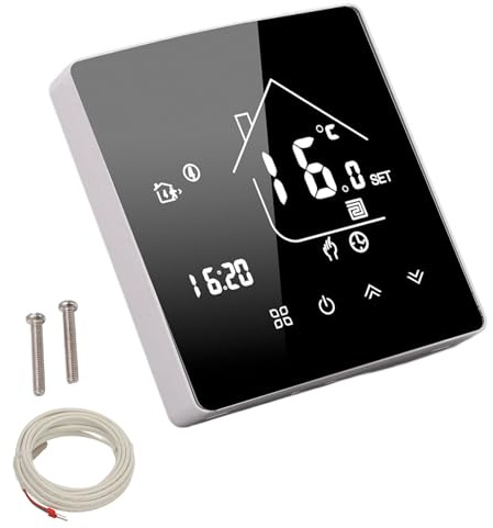 Thermostat Radiateur Electrique Programmable Connecté, Contrôleur de Température Intelligent 95-240V avec Écran Tactile LCD - Contrôle Vocal, Application Mobile, Installation