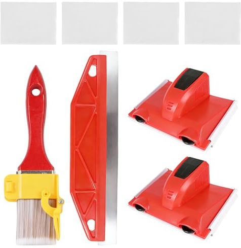 6 PCS Paint Edger Tool Set, Multifunctional Cut‑in Painting Tools with 2 Replacement Pads, 12 Inch Paint Shield & Edging Brush, Professional Paint Trimming Kit for Wall, Ceiling, Baseboard, Trim