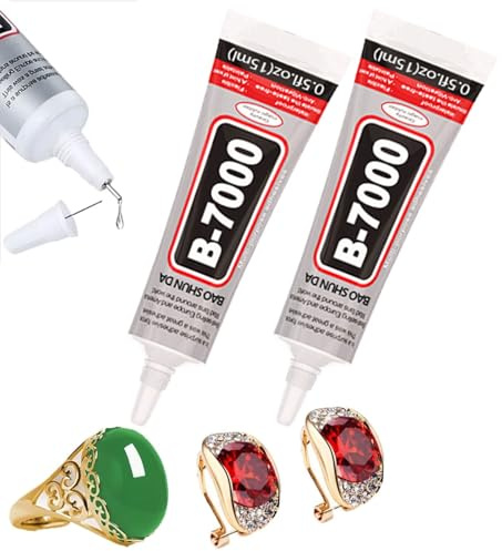 Craft Glue for Jewelry Making,2PCS Jewellery Glue, B7000 Glues,B7000 Glues Clear Adhesive,Jewelrys Bead Adhesive,for Rhinestones Fabric,Glass,Leather