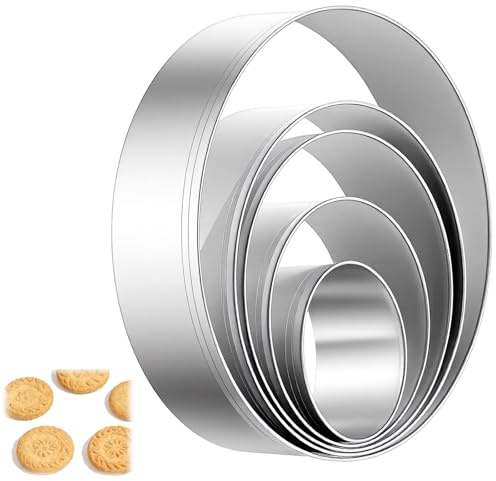 5 Stück Ausstechform Runde,Plätzchen Ausstecher aus Edelstahl,Circle Cookie Cutter Set,5 Größen Ausstecher Rund,Kreisförmig Keksausstecher DIY-Backwerkzeuge für Gebäck Fondant Kuchen Donuts Kekse