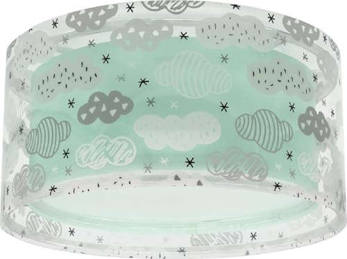 Dalber Kinder Deckenlampe Clouds Wolken Grün 41416HM | Deckenleuchte; Kinderzimmer; Jungenzimmerlampe; E27 - 2 x 15W
