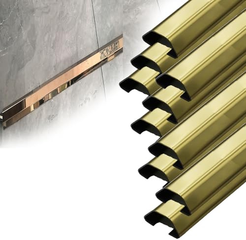 MRVAKDYDI Cable Trunking Raceway Kit, Stainless Steel Cable Trunking Gold Self-Adhesive 20-100mm x 50-180cm 1-10 Pcs(10 PCS,W 50 MM L 180 CM)