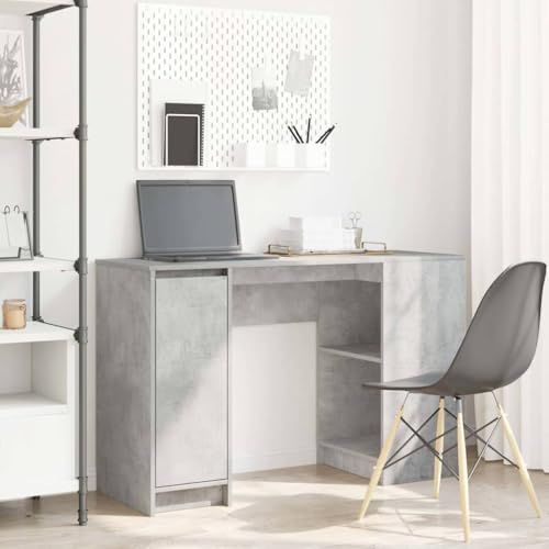 LoogCape Schreibtisch Betongrau aus Holzwerkstoff 120 x 42 x 76 cm Sekretär mit Stauraum für Computer Arbeit Laptop PC Nutzung im Büro Homeoffice