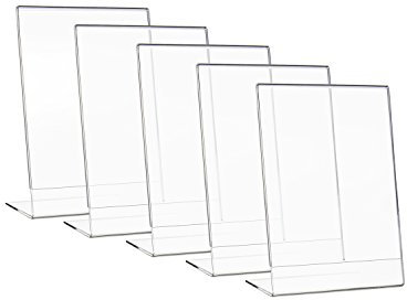 HMF 46934 Acryl Tischaufsteller schräg | 5 Stück | DIN A4 Hochformat | Glasklar