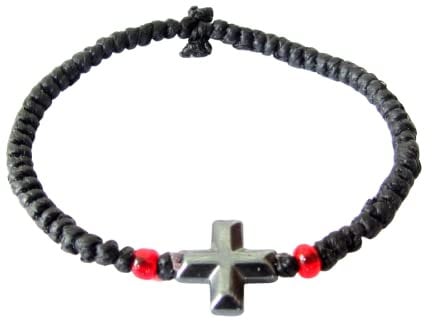 IconsGr Handmade Christian Orthodox Komboskoini Chotki Prayer Rope Bracelet Black Murano Glass 2