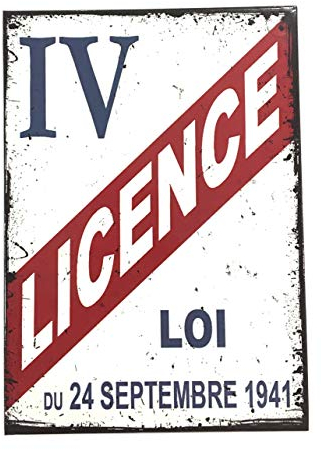 udc Editions du sud Plaque Vintage décorative cartonnée Licence IV 12x17cm