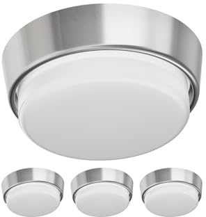ledscom.de 4 Stück GX53 Lampen-Fassung INEL chrom matt rund 90mm Ø inkl. LED Lampe 4,05W 372lm warm-weiß