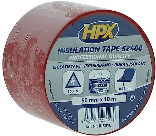 HPX - PVC-Isolierband TAPE 52400, rot, 50 mm x 10 m - HPXRURI5010