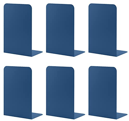 MSDADA -Serre-Livre Metal, 3 Paires Serre-Livres Enfants,Anti-Rayures Serre-Livres Design, pour Bureaux,Décoratifs, Étagères,Écoles et Librairie (Bleu Roi)