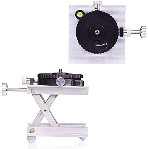 BEKOYWOY Adaptateur de niveau laser 2 en 1 avec base rotative à 360 degrés, base en aluminium fileté de 6,35 mm et 16,7 mm, bulle horizontale micro-réglable pour laser et connecteur de trépied (BW09)