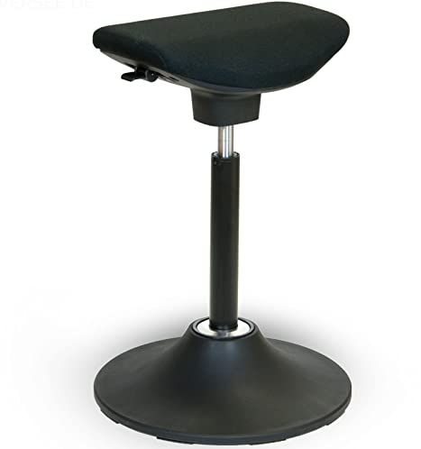 VERSEE Ergonomischer Sitz-Stehstuhl V1703 aus Stoff Schwarz, 360° drehbare/schwenkbare Sitzfläche mit Höhenverstellung - Für Büro und Home-Office