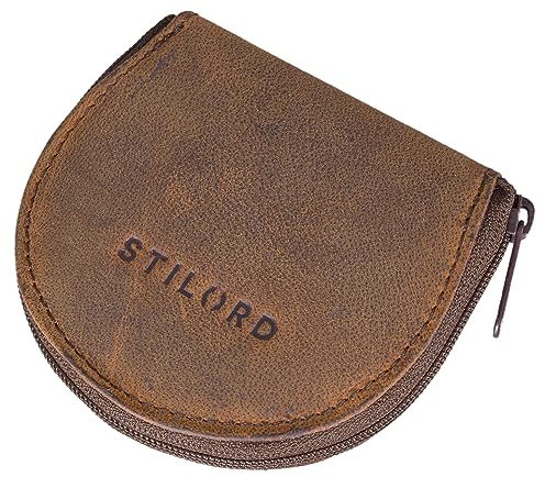 STILORD 'Benji' Bourse Porte Monnaie Cuir Mini Portefeuille pour Hommes Femmes Vintage Porte-Monnaie Porte Clef en Cuir Véritable, Couleur:Colorado - Marron