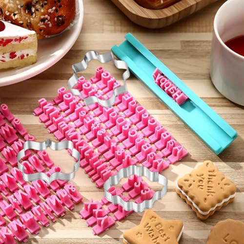 Alphabet Keksform mit Befestigungswerkzeugen, Ausstechformen für Kekse, Fondant Buchstaben Stempel Klein für Kekse, Gebäck und Handgemachten Ton, Fondant Buchstaben Stempel Klein für Kekse