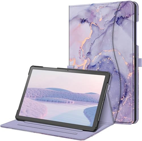 Fintie Funda Samsung Galaxy Tab A9 Plus de 11 Pulgadas 2023, Modelo SM-X210/X216/X218, Funda Multiángulo Tipo Folio con Compartimento para Documentos y Función de Encendido Auto -Mármol Dorado Violeta