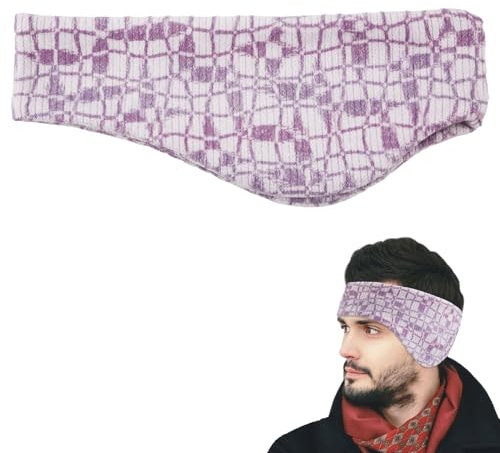 Ear Warmers Headband, Stretchy Winter Ear Covers Sport Headband Running Headband Soft Knitted Fleece Warm Earmuffs for Cold Weather Men Women (Purple)