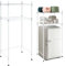 Huwena Portable Mini Fridge and Microwave Stand 52 x 24 x 18 Inch Mini Fridge Organizer Shelf with Wheels Classic Shelving over Mini Fridge Storage Shelf for Dorm Room Apartments Kitchen Pantry, White