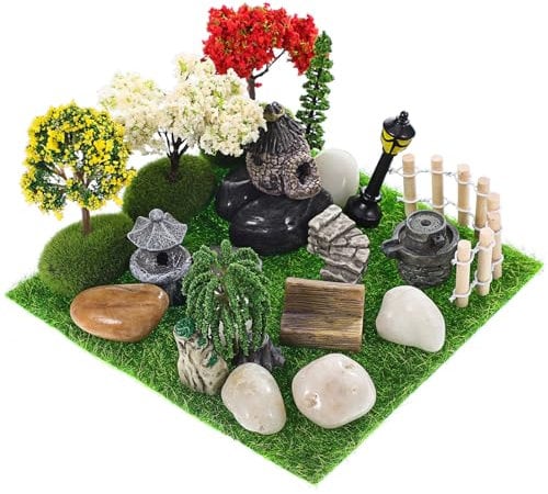 ABOOFAN 26Pcs Fairy Garden Accessories Miniature Garden Ornaments Kit DIY Supplies for Fairy Garden Potted Plant Desk Decoration
