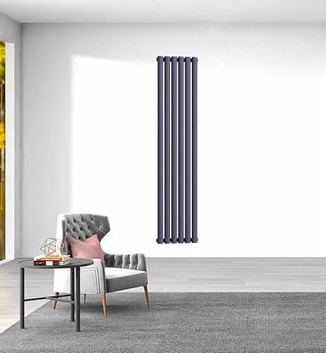 Radiator Vertical Oval Panel Central Heating Modern Designer Single Column Anthracite Tall Bathroom Living Room Kitchen Radiators Upright Wall Mounted 1600 x 354mm