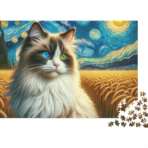 Ragdoll Cat Jigsaw Puzzles 1000 Pieces for Adults Puzzle Cute Pet Cat (Animal) 1000 Piece Difficult Impossible Puzzle Challenging Game Home Decoration Puzzle 1000pcs (75x50cm)
