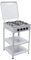 KEESUNG Fornello a gas a 4 fiamme, 4 fuochi, set di fornelli a gas con copertura, fornello a gas portatile in acciaio inox, ristorante commerciale, fornello da cucina, per campeggio, picnic (bianco)