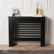 OHS Black Radiator Top Cover Shelf, Stylish Wooden Frame Slatted Design Decorative Easy Fit Black Radiator Shelf for Living Room Bedroom or Hallway, Medium