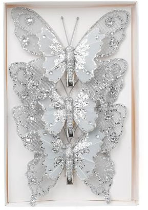 YIBOZI Weihnachtsbaum Schmetterling Ornament Funkelnder Schmetterling Weihnachtsbaum Hängende Dekorationen mit Clip für Festival