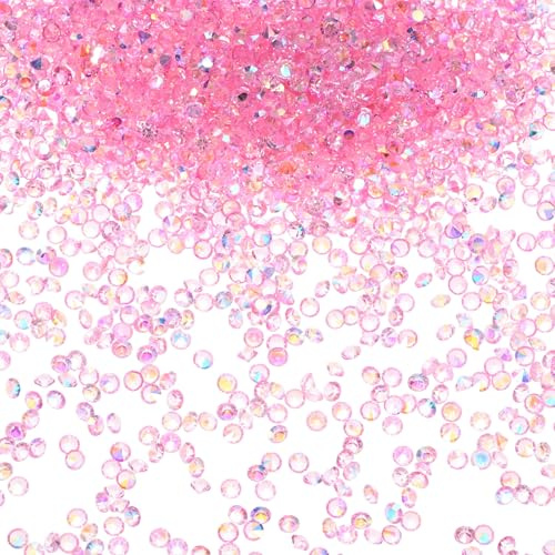 M METERXITY 3600-Pack Acrylic Diamonds, 0.12 Inch/3mm Wedding Table Scatter Confetti Crystals for Vase Fillers/Art Craft, Acrylic Diamonds Gems [Light Pink AB]