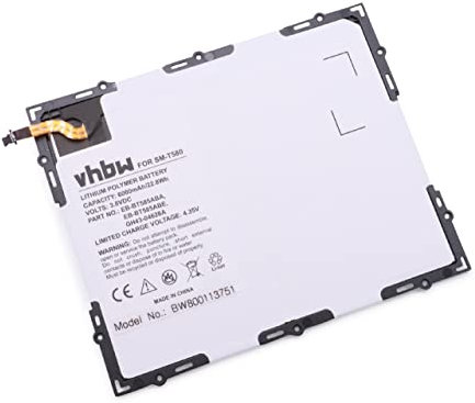 vhbw Batterie Compatible avec Samsung Galaxy Tab SM-P585M, SM-P585Y, SM-T580, SM-P585N, SM-P585N0 Tablette Pad (6000mAh, 3,8V, Li-polymère)