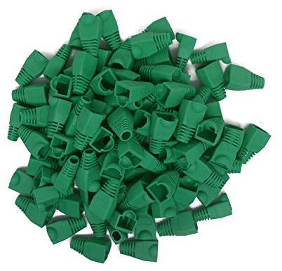 YIOVVOM Soft Plastic Ethernet RJ45 Cable Connector Boots Cover Strain Relief Boots CAT5 CAT5E CAT6 CAT6E 100PCS (Green)