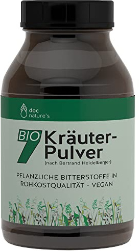 doc nature's Bio-7-Kräuterpulver 150g | nach Bertrand Heidelberger, Pflanzliche Bitterstoffe, Rohkostqualität, vegan