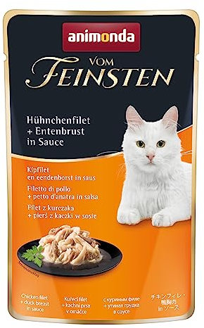 animonda vom Feinsten Katzenfutter nass mit Hühnchenfilet + Entenbrust (18 x 50g), getreidefreies Katzenfutter nass ohne Zucker, mit frischen, fleischigen Zutaten
