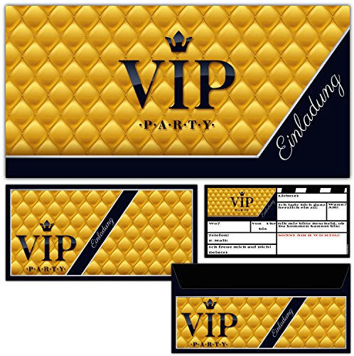BREITENWERK 12er Set VIP Einladungskarten mit passenden Umschlägen - edle Premium Einladungen für VIP Party Event Kinder-Geburtstag & Erwachsene