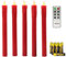 Rhytsing Set of 5 Red Battery Operated Taper Candles with Remote, Led Dining Candle, Push Button, Dripping Wax Finish, Warm White Led Light, Batteries Included