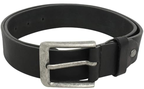 Gusti Gürtel Leder - Kellen schlichter Ledergürtel mit silberner Schnalle Anzug Gürtel Herren 80 85 90 95 100 105 110 115 cm Schwarz Leder