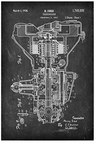 artboxONE Poster 30x20 cm Schwarzweiß Auto Getriebe Patent (Tafel) - Bild Retro Automobil Fahren