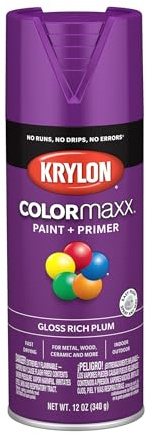 Krylon K05536007 COLORmaxx Spray Paint and Primer for Indoor/Outdoor Use, Gloss Rich Plum , 12 Ounce (Pack of 1)