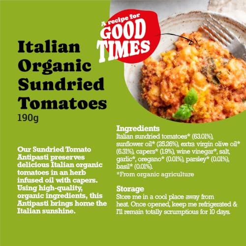 Mr Organic Sundried Tomato Antipasti - 190g, Authentic Italian