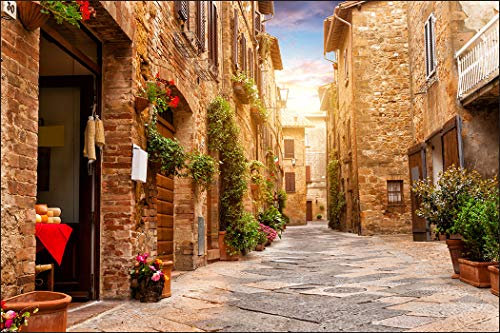 Muralo Fototapete Stadt 270 x 405 cm Vlies Tapete Wandtapete Italienische Gasse Steinwände Himmel Wohnzimmer Schlafzimmer Moderne Wandbild Architektur Wand Dekoration