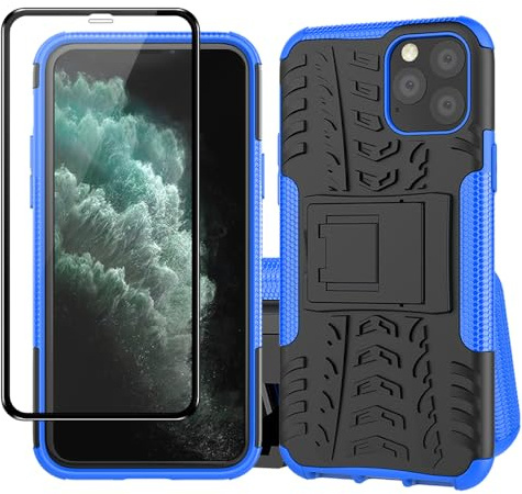 Yiakeng für iPhone 11 Pro Hülle, Defender Case aus Silikon mit Ständer in Blue