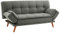 Home Detail Cube Pattern Cushioned Fabric Sofa Bed in Grey or Dark Grey with Adjustable Folding Armrest Function and Wooden Legs (Grey Fabric)