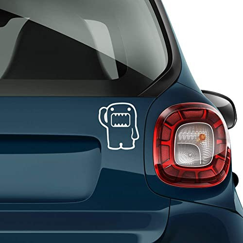 Auto-Dress Domo-Kun, Heck-Auto-Aufkleber 13x11cm (Weiß Glanz)